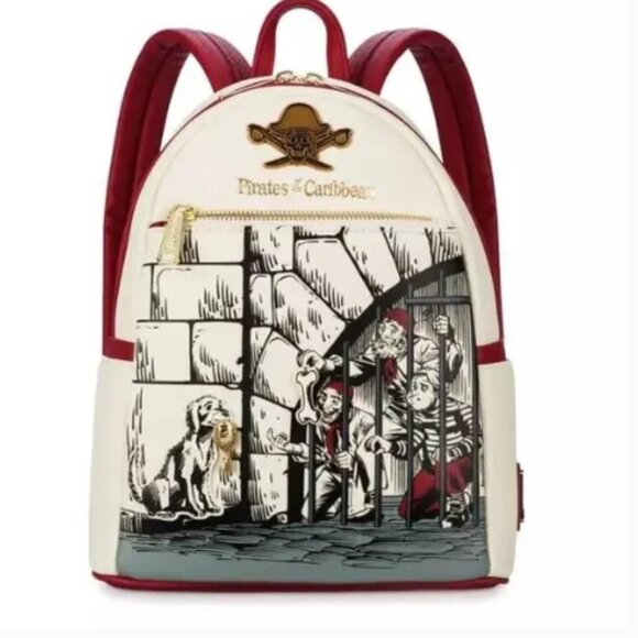 Disney Lounge Fly Pirates of the Caribbean Mini Back Pack Rare Jail Scene Print - Picture 1 of 5